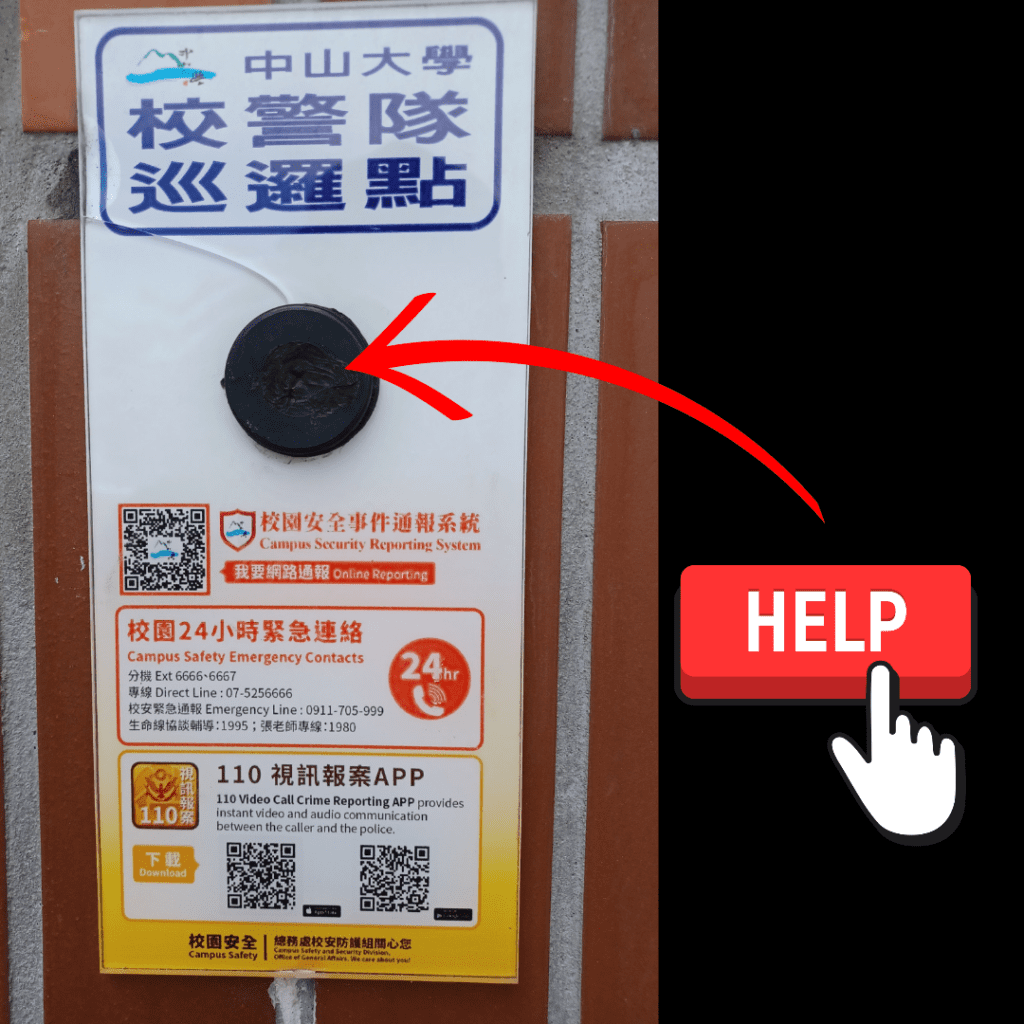 Emergency button and sign outside West bay Nippers clubhouse